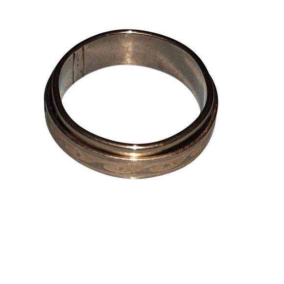 Silver Fidget Spinning Ring Ocean Engraved - Picture 2 of 3